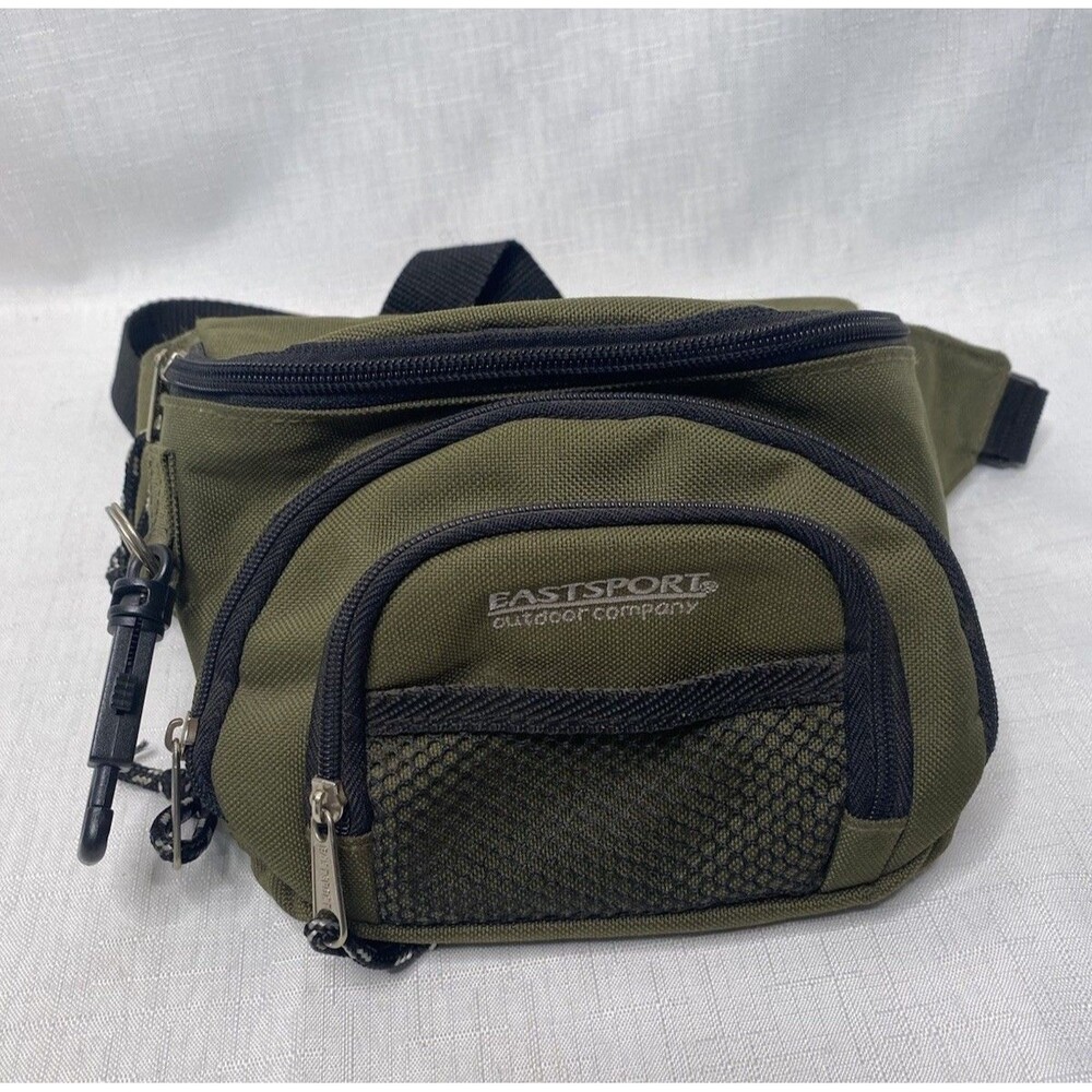 VTG Eastsport Outdoor Co Waist Belt Sling Bag Fanny Pack Olive Green Zip Pockets